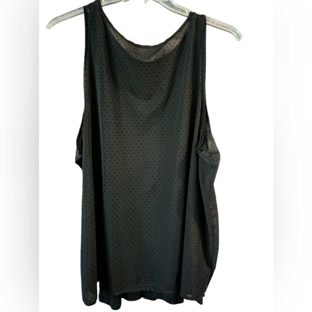 KISCHE black sheer lined polka dot tank top / size 2X - Picture 3 of 7